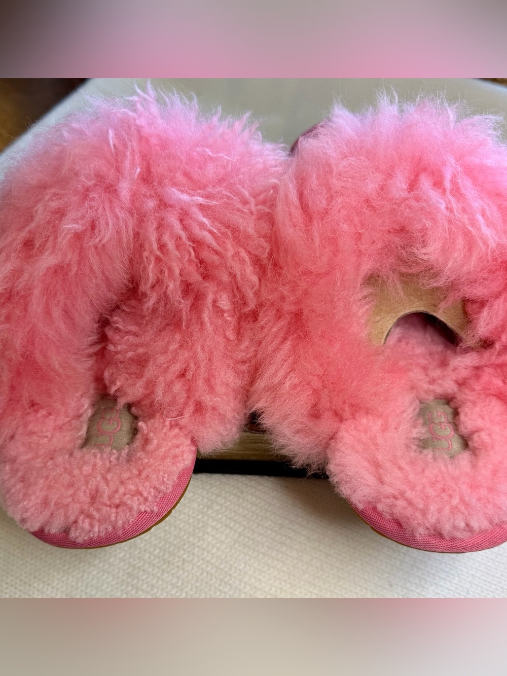 UGG Pink Fury Slippers Women’s Size 7 - Picture 6 of 7